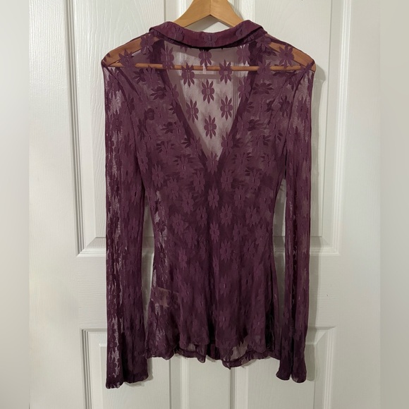 Free People Flowers Fields Mesh Button Up Shirt Size: XS - Picture 6 of 14